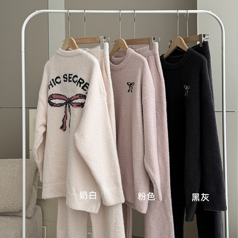 軟棉棉短絨成人蝴蝶結🎀家居服套裝-2401806