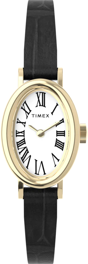 萬年鐘錶 - TIMEX 天美時  Cavina系列 精緻橢圓輪廓搭配鱷魚皮革紋錶帶小錶徑女錶 TW2W78300  錶徑19MM