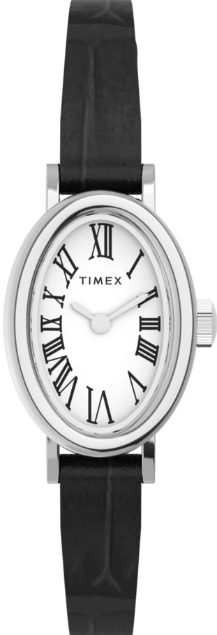 萬年鐘錶 - TIMEX 天美時  Cavina系列 精緻橢圓輪廓搭配鱷魚皮革紋錶帶小錶徑女錶 TW2W78400  錶徑19MM