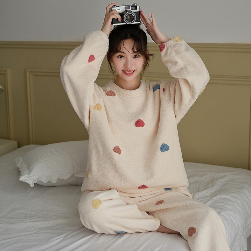 厚絨成人圓點🟡愛心♥️家居服套裝-2401807