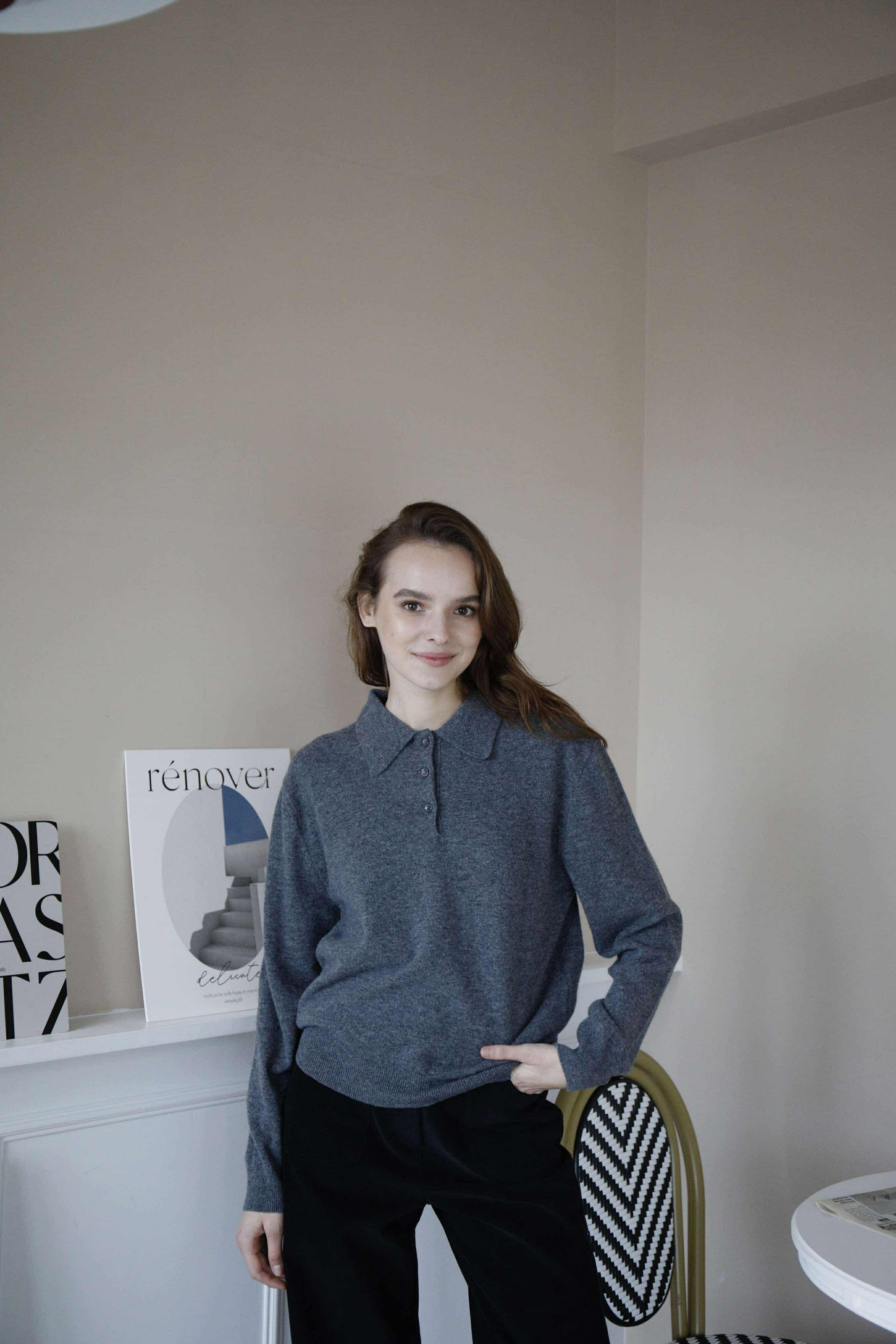 NV32 100%羊毛翻領針織上衣（現貨）