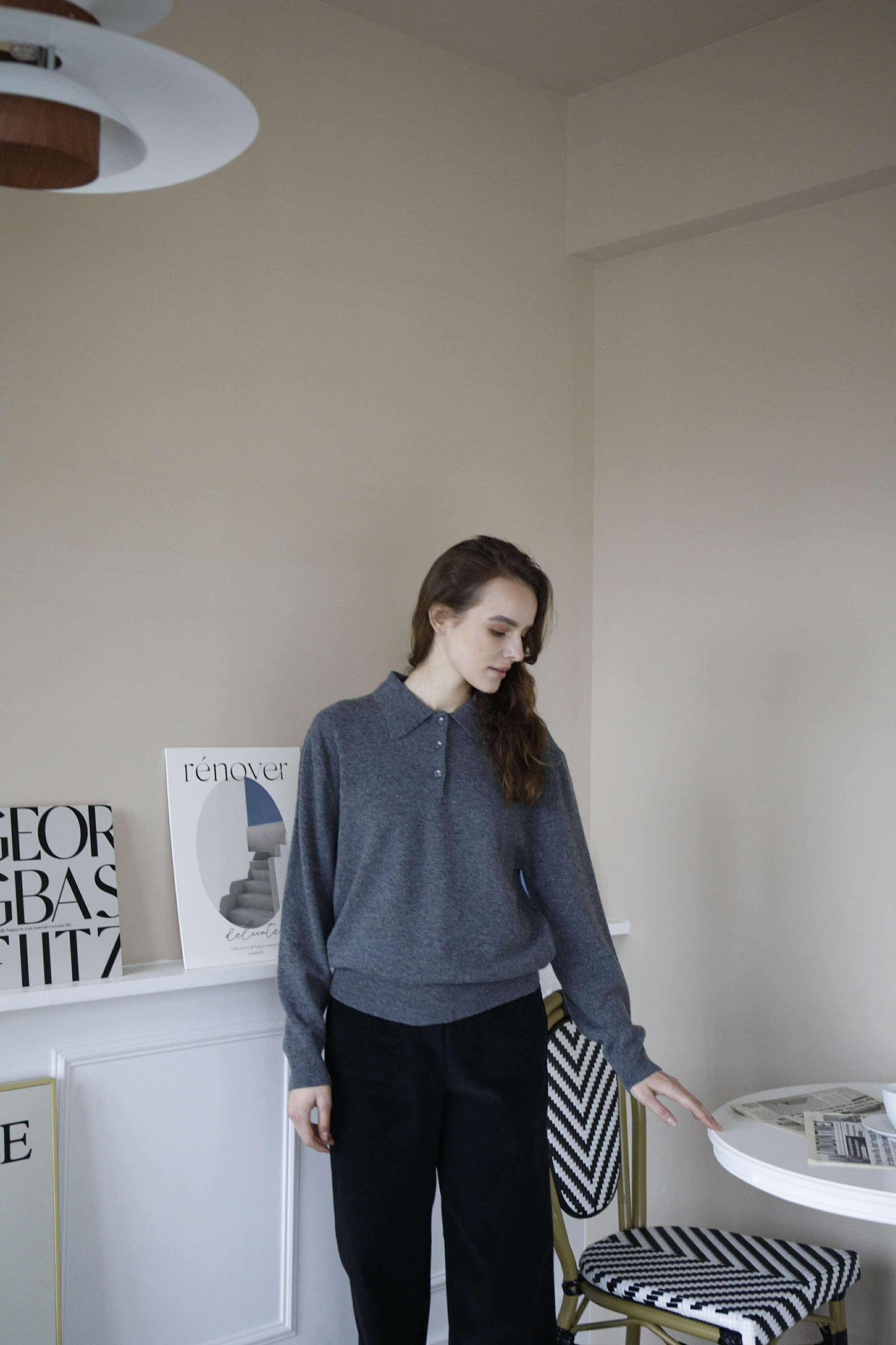 NV32 100%羊毛翻領針織上衣（現貨）