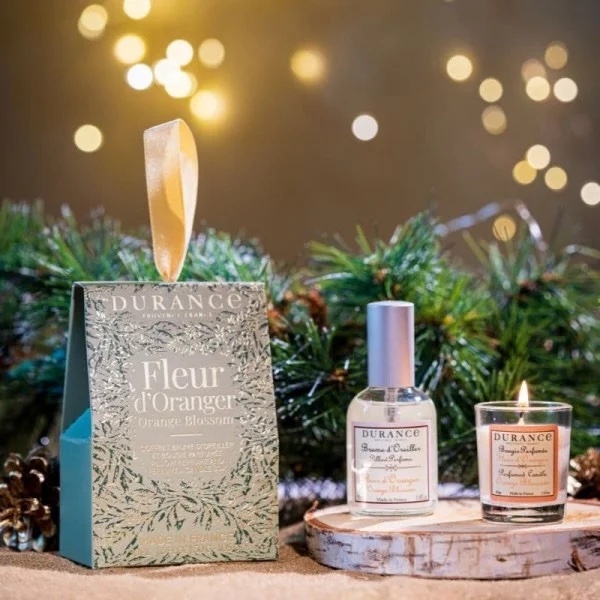 1DU1102-021 DURANCE 聖誕限定套裝 枕頭香水50ml及蠟燭30g 橙花 #072612 (D-EU-E)