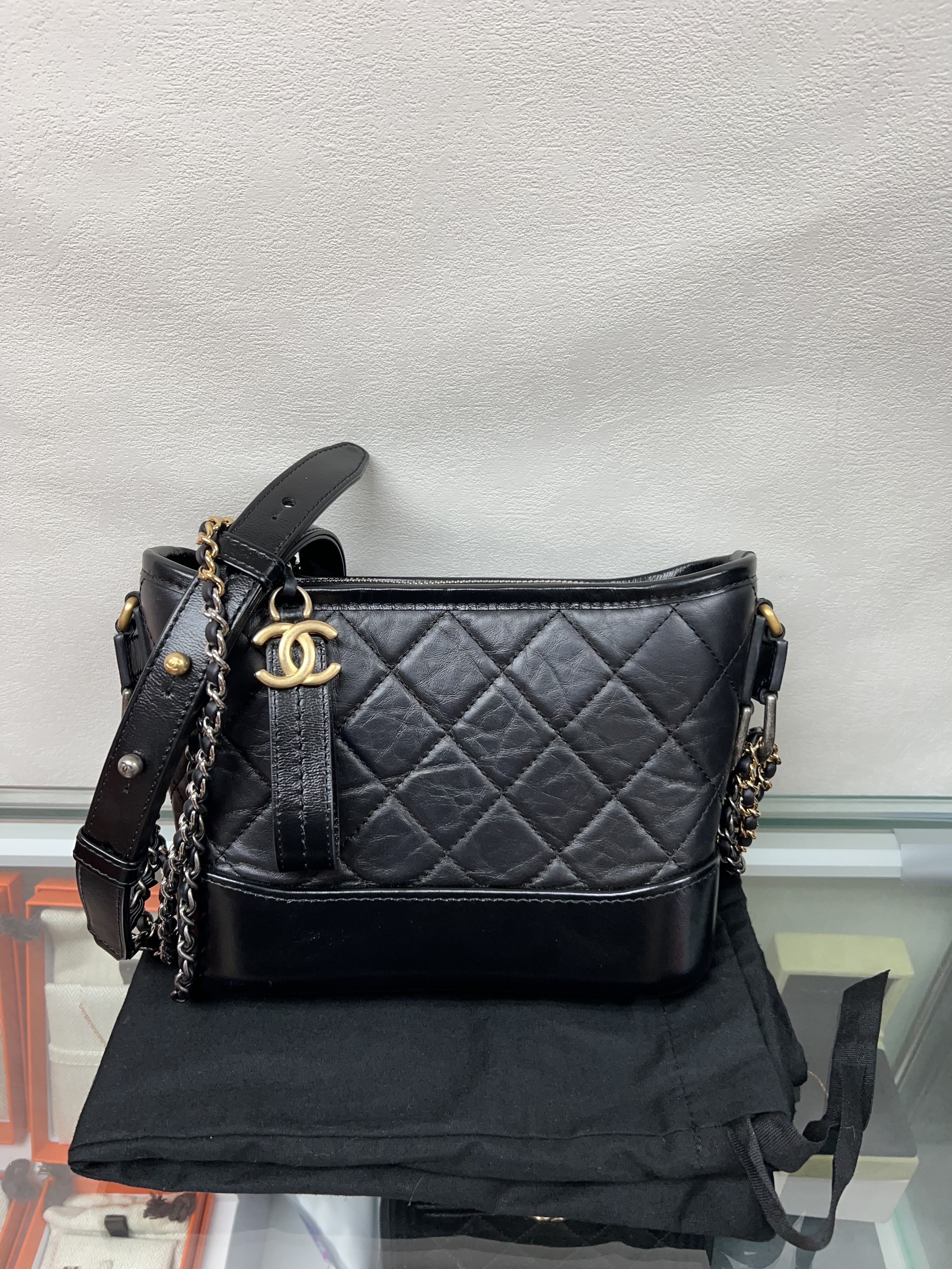 Chanel gabrielle hobo small black