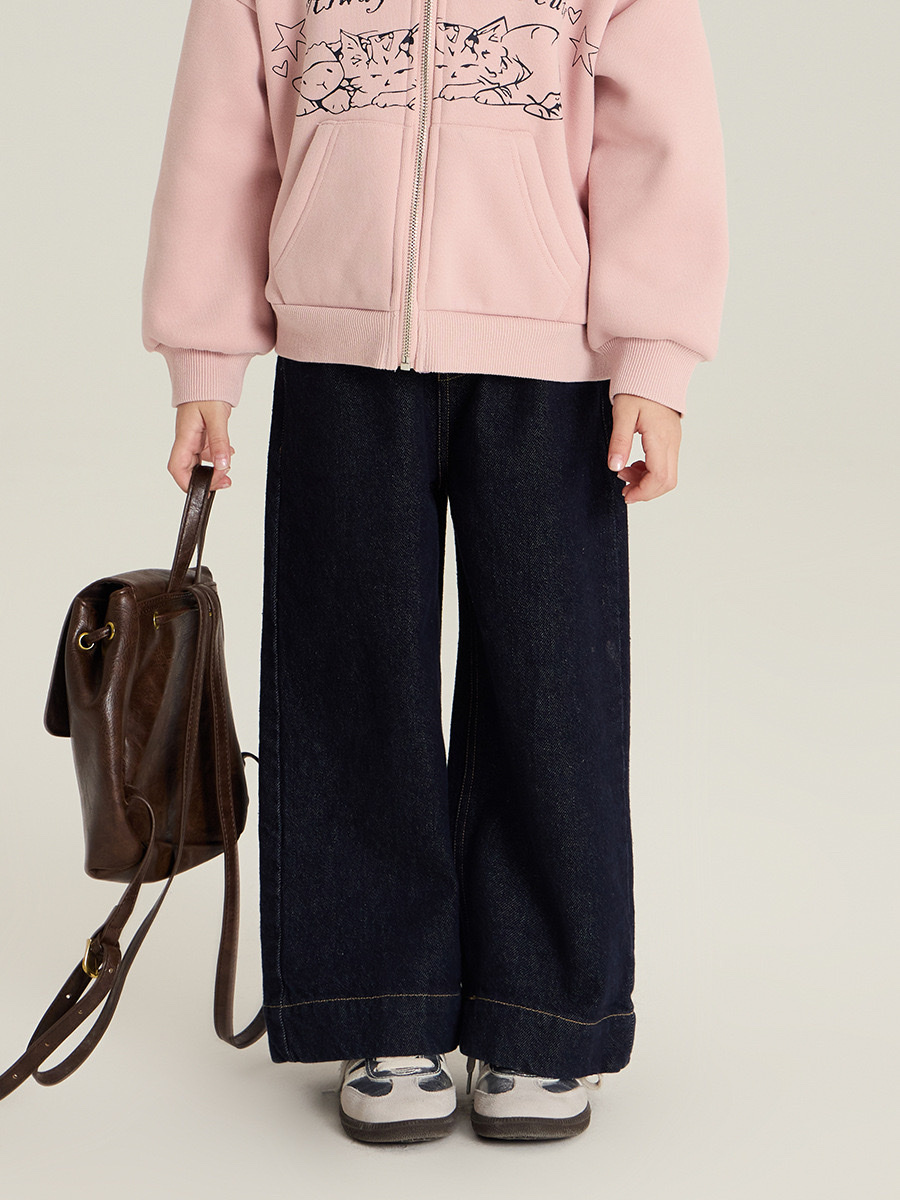 百搭防褪色抓絨寬褲