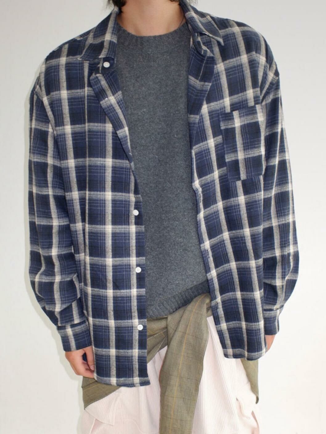 格仔長袖恤衫 CONCRETE-001S