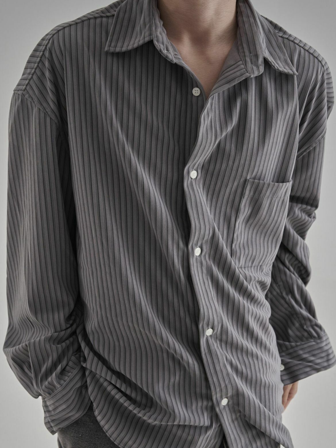 直紋長袖恤衫 CONCRETE-011S