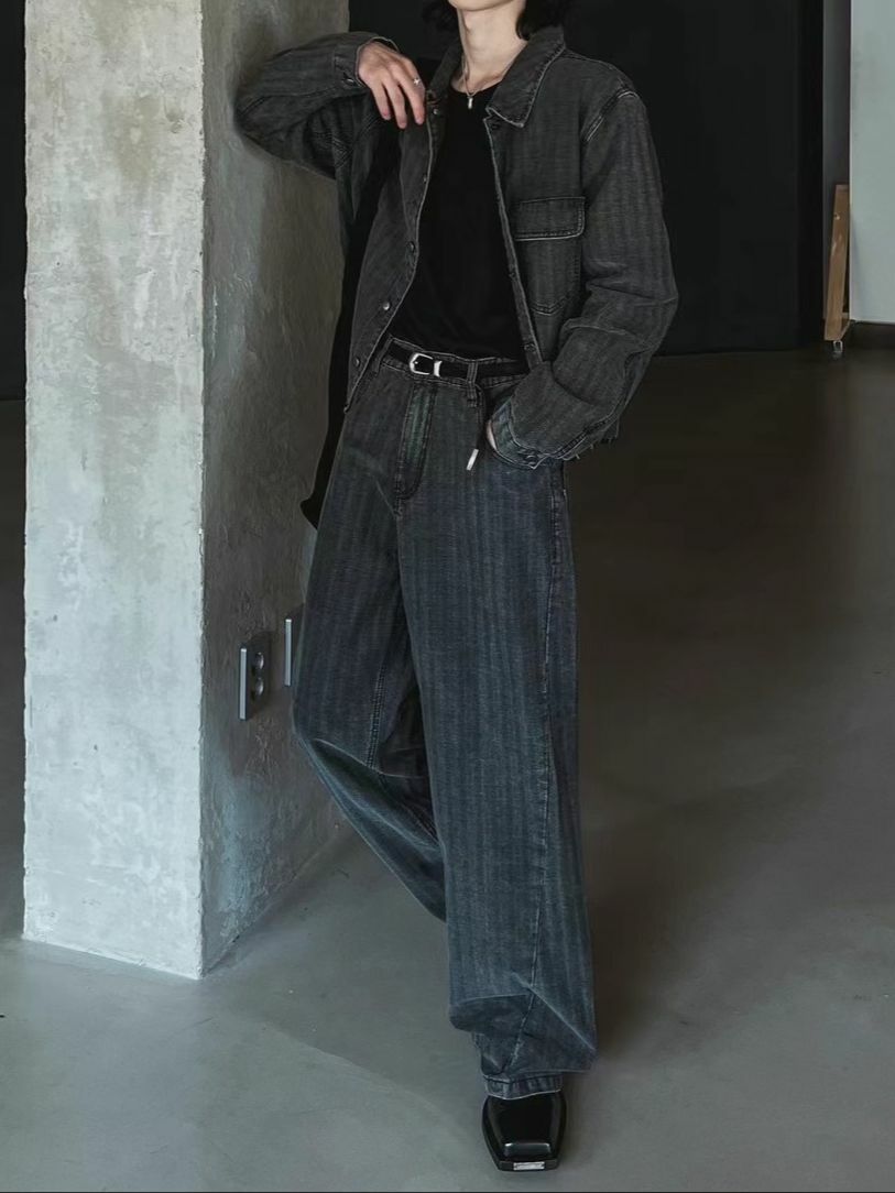 暗直紋鬆身牛仔褲 GAME-05GARMENTS-002P