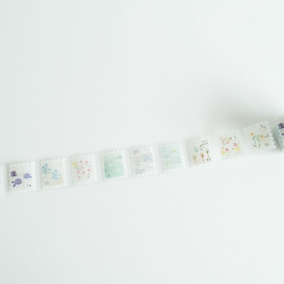 花朵郵票_滾筒貼紙 PET透明貼紙捲 P-007｜日本 yohaku