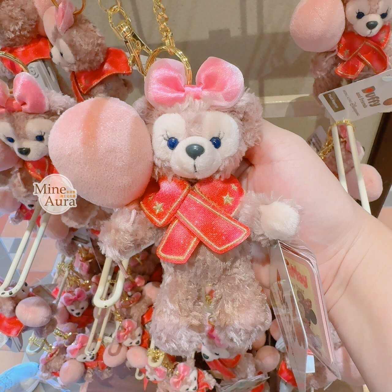 慶典氣球系列 雪莉玫 ShellieMay 絨毛 吊飾 鑰匙圈 (可客製專屬刺繡字母) -香港迪士尼樂園