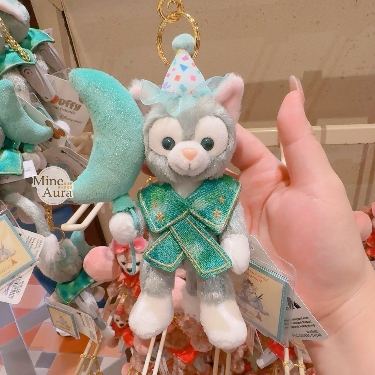 慶典氣球系列 傑拉托尼 畫家貓 Gelatoni 絨毛 吊飾 鑰匙圈 (可客製專屬刺繡字母) -香港迪士尼樂園