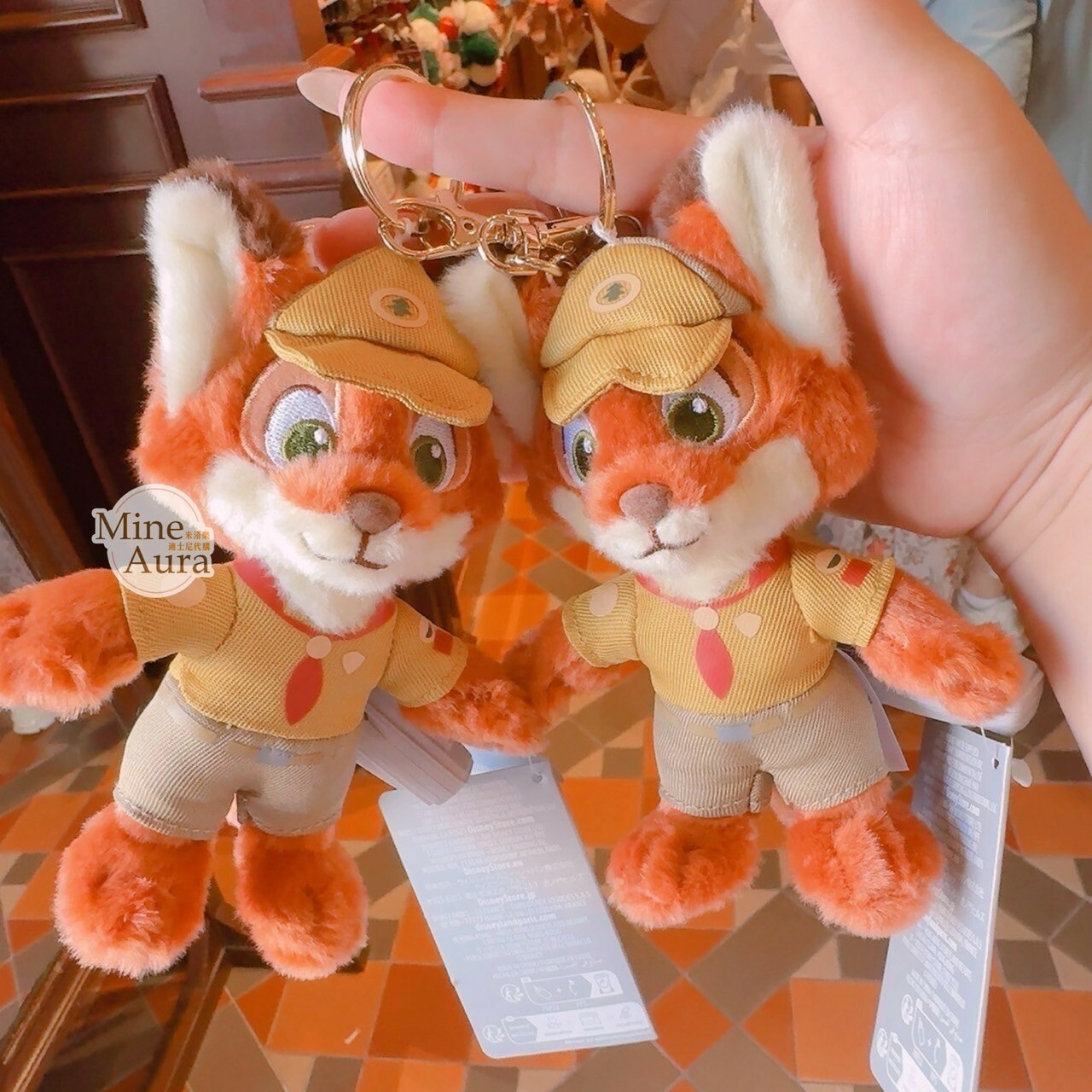 胡尼克 Nick 戴帽造型 絨毛 鑰匙圈 吊飾 動物方城市 Zootopia -香港迪士尼樂園