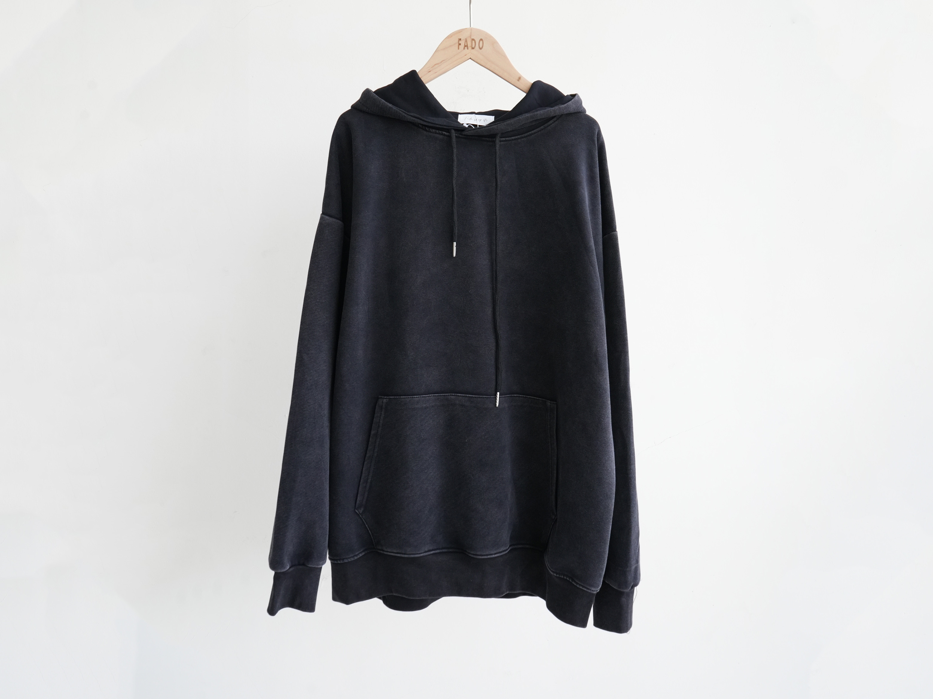 法朵Fado shop｜ 熱銷款🖤🎀💀 美式復古水洗磅數寬鬆大學帽T 0212057 黑