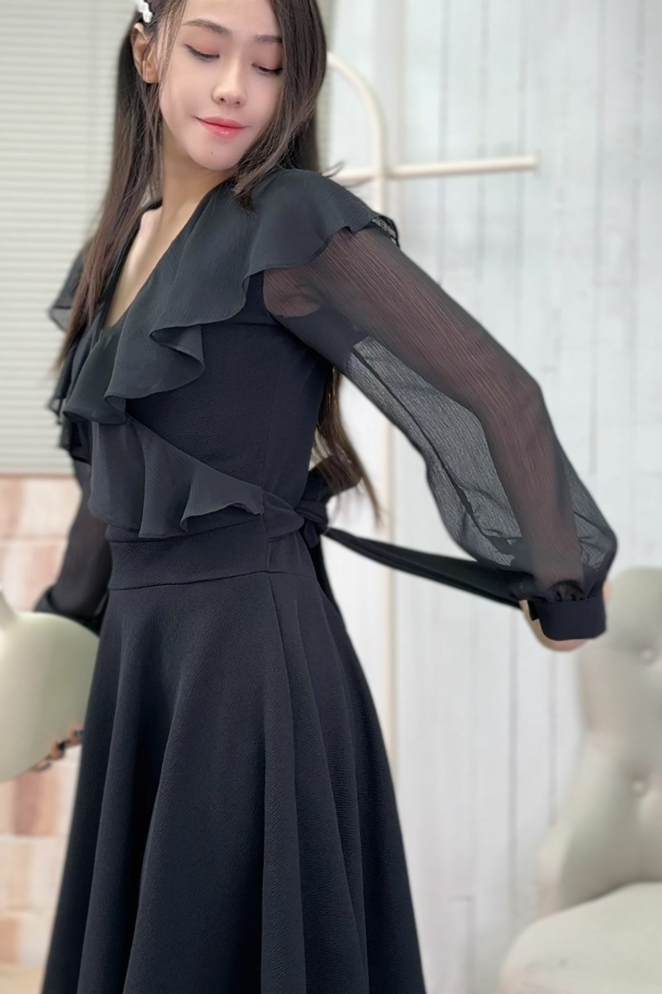 OP#6545♡無可挑剔荷葉連身裙♡