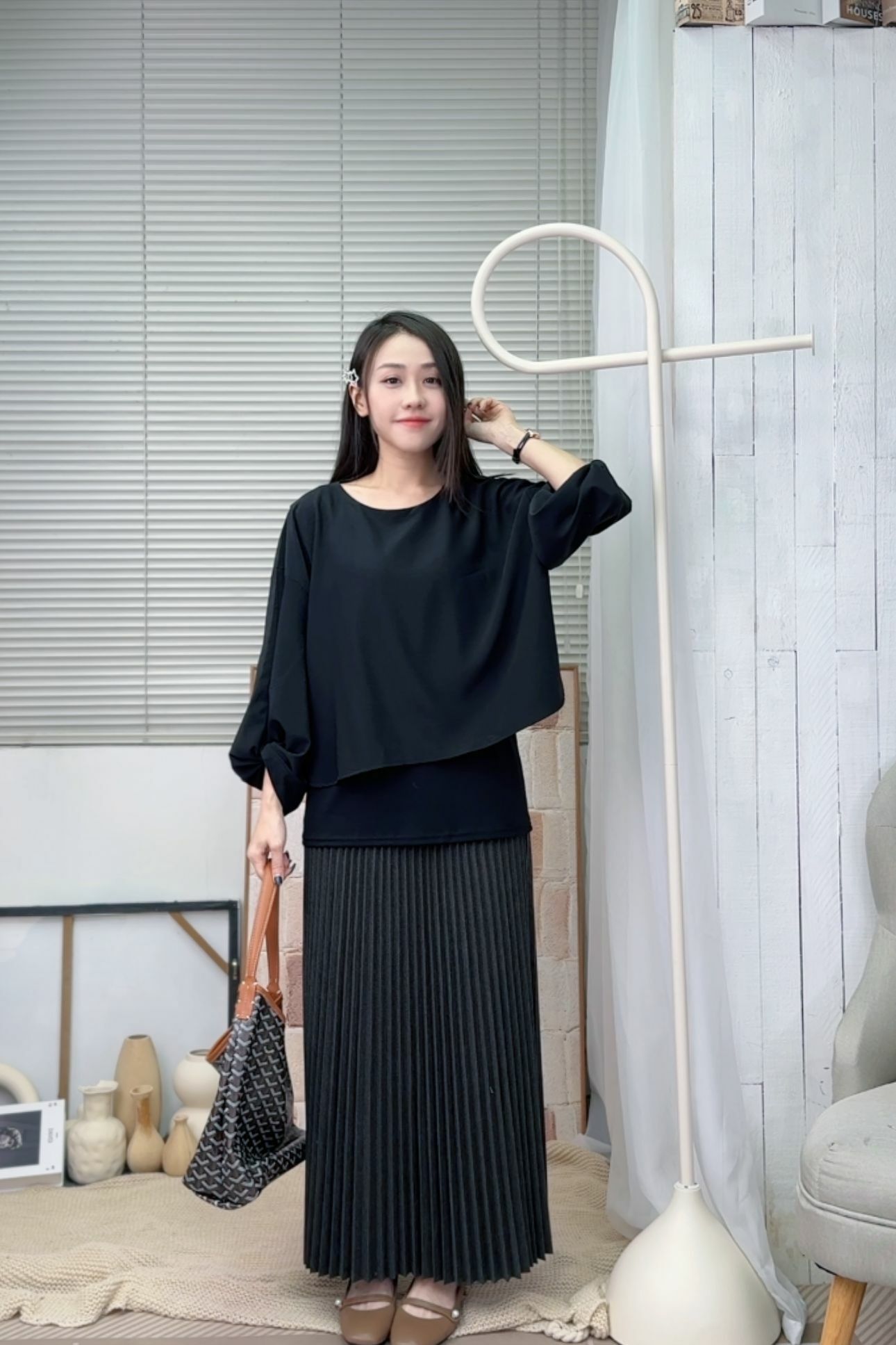 TOP#6532♡Balloon sleeves 兩層TOP♡