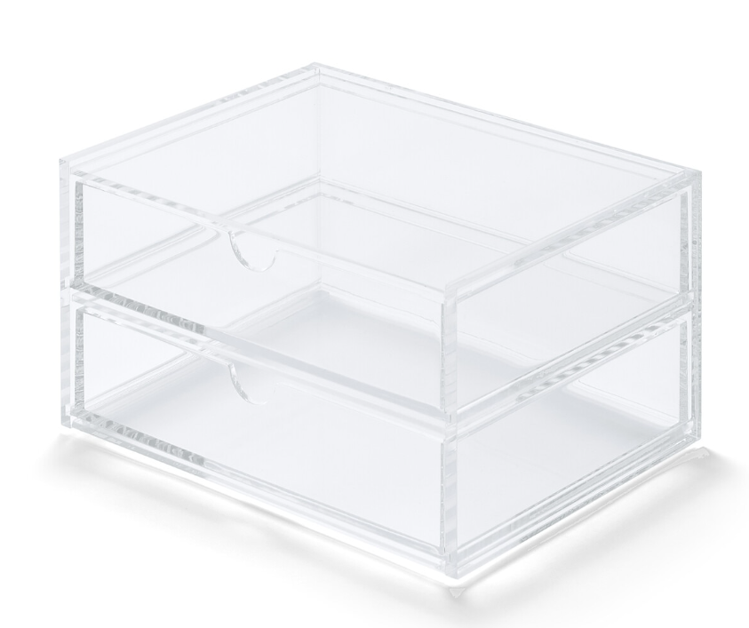 透明 桌面2层小抽屉 