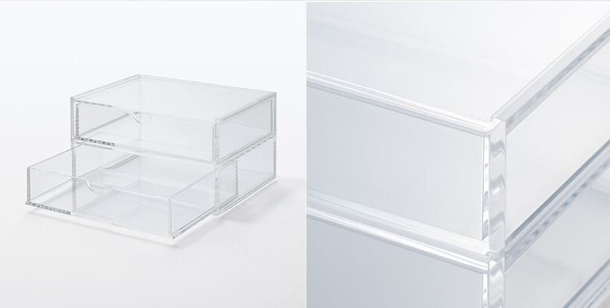 透明 桌面2层小抽屉 