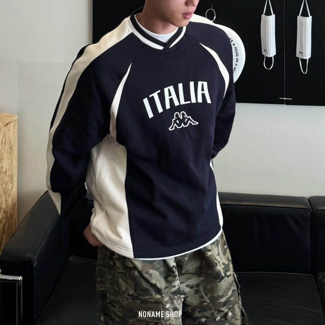 KAPPA 1916系列 拼接 美式 復古 V領 足球 衛衣 長袖 三色 (男款)