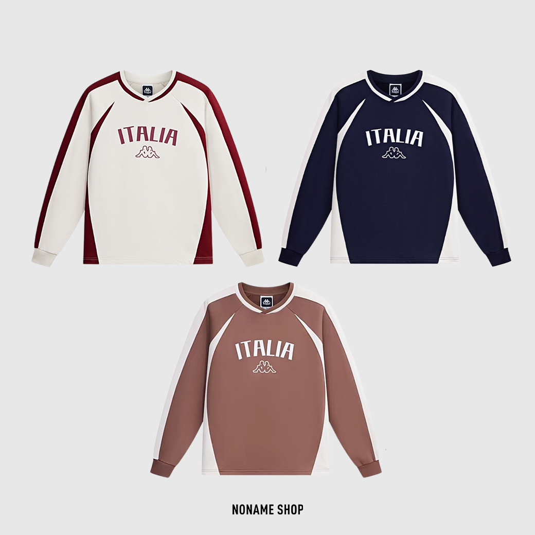 KAPPA 1916系列 拼接 美式 復古 V領 足球 衛衣 長袖 三色 (男款)