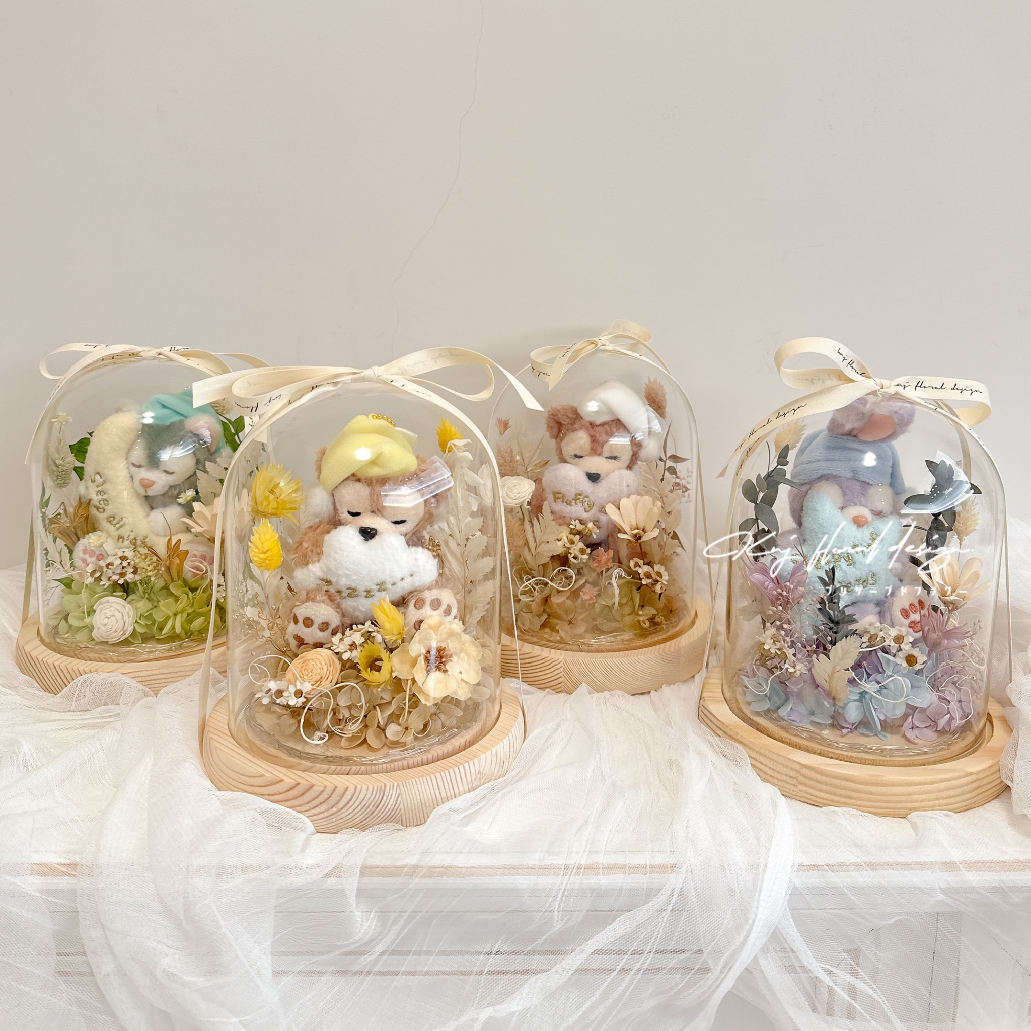 甜睡達飛系列永生花玻璃燈盅（附正版收藏玩偶）