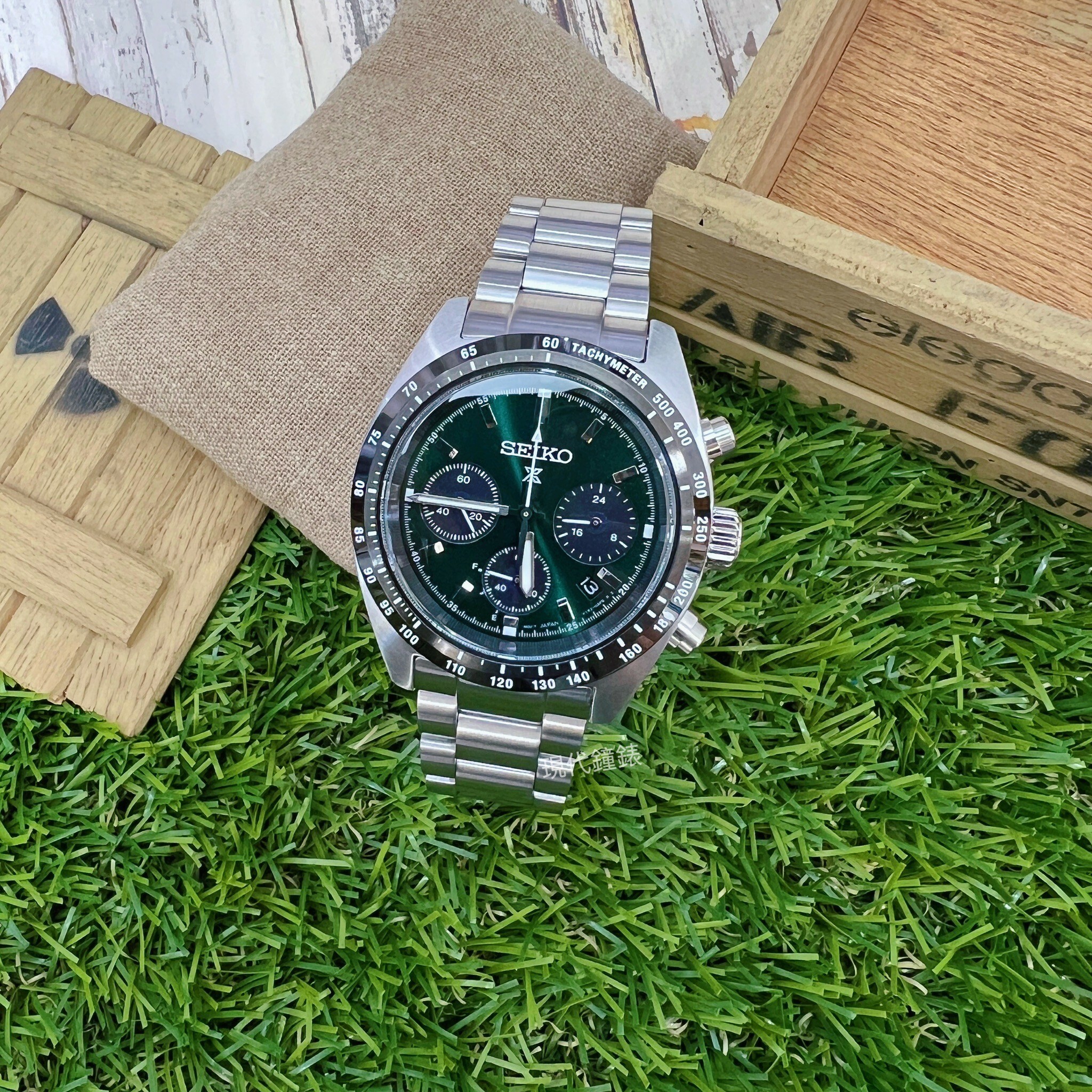 【SEIKO 精工】Prospex系列 SPEEDTIMER 太陽能三眼計時森林綠熊貓錶 V192-0AF0G  39mm 現代鐘錶