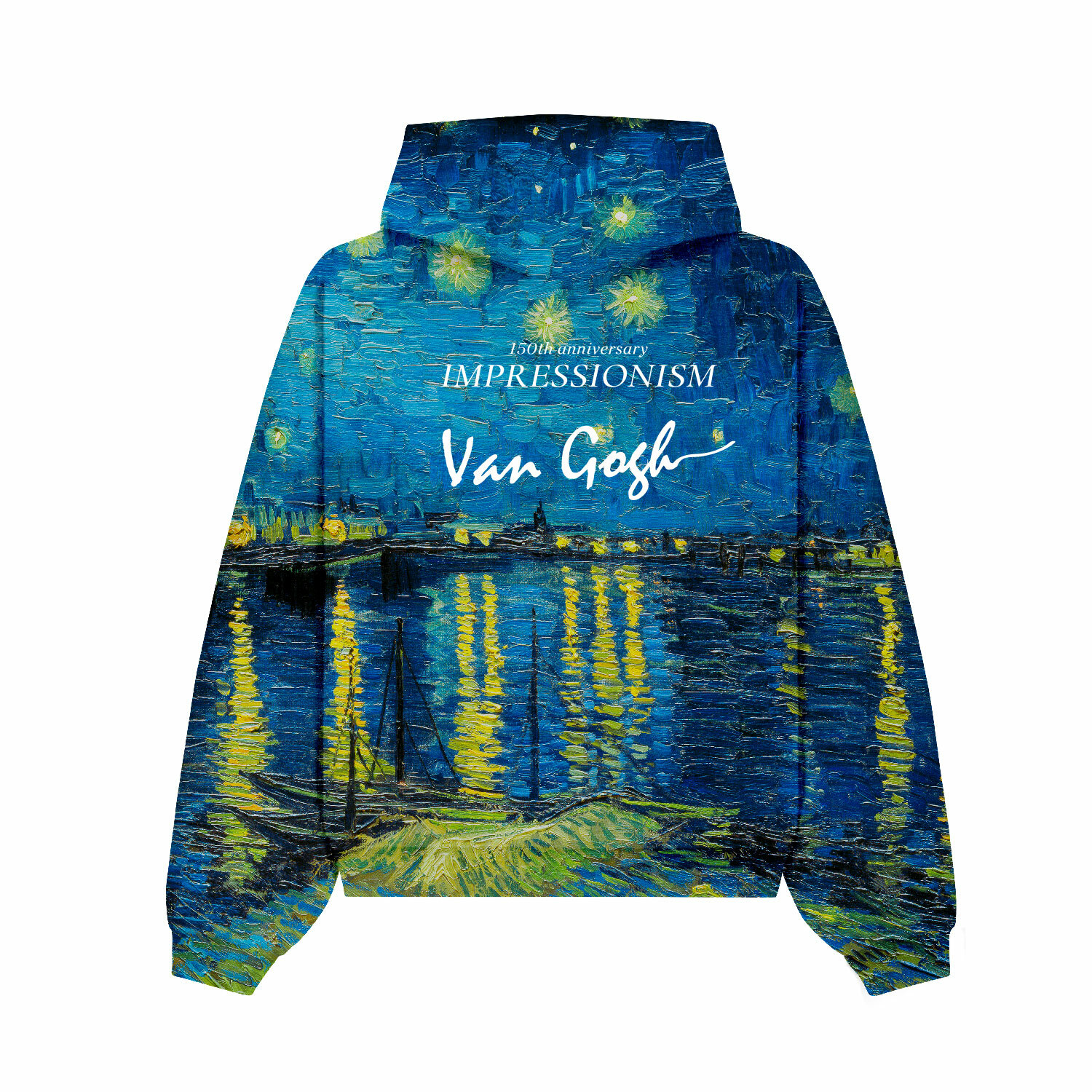 藝術名畫滿版拉鍊連帽外套｜梵谷《隆河上的星夜》