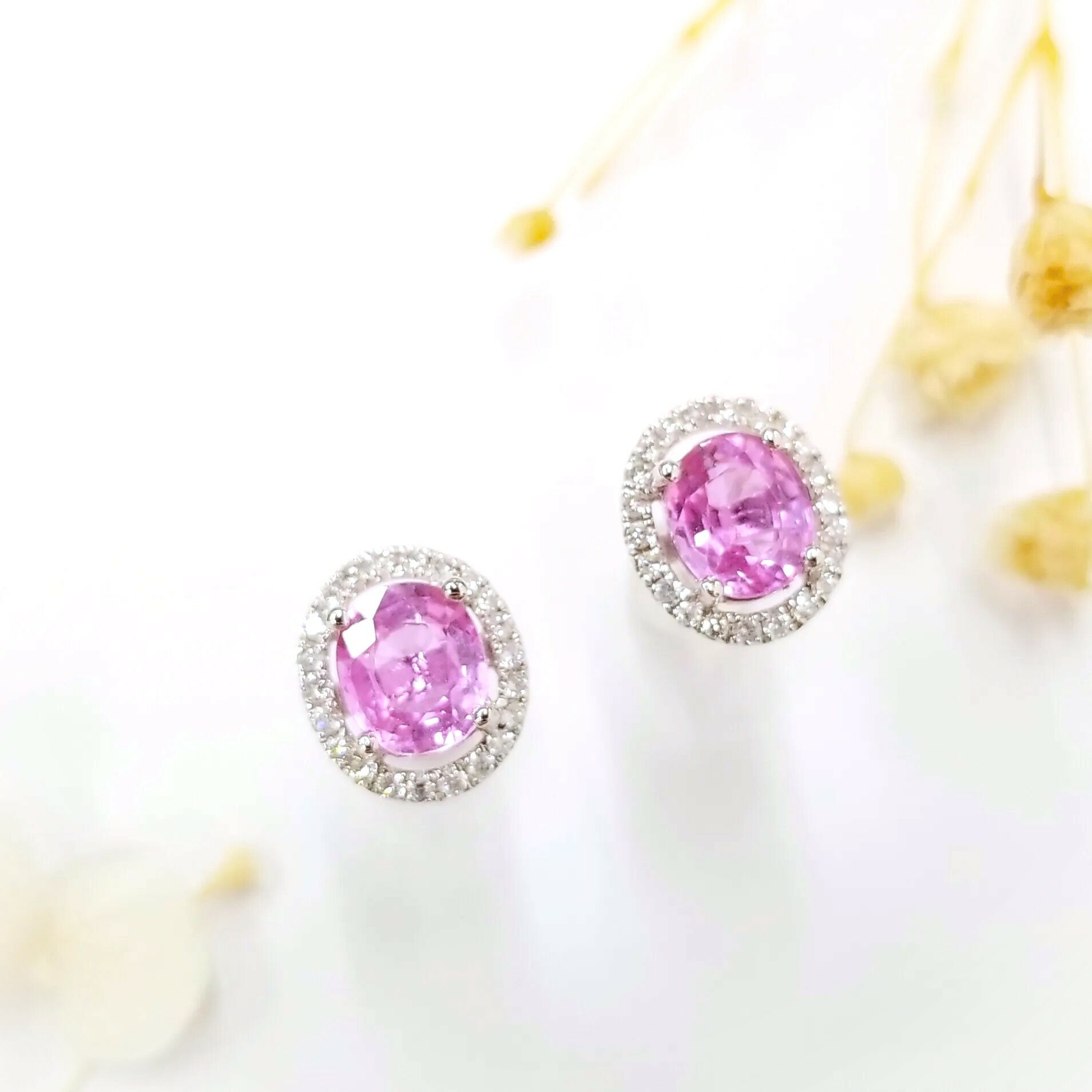 18K White Gold 1.78ct Sapphire and Diamond Earrings