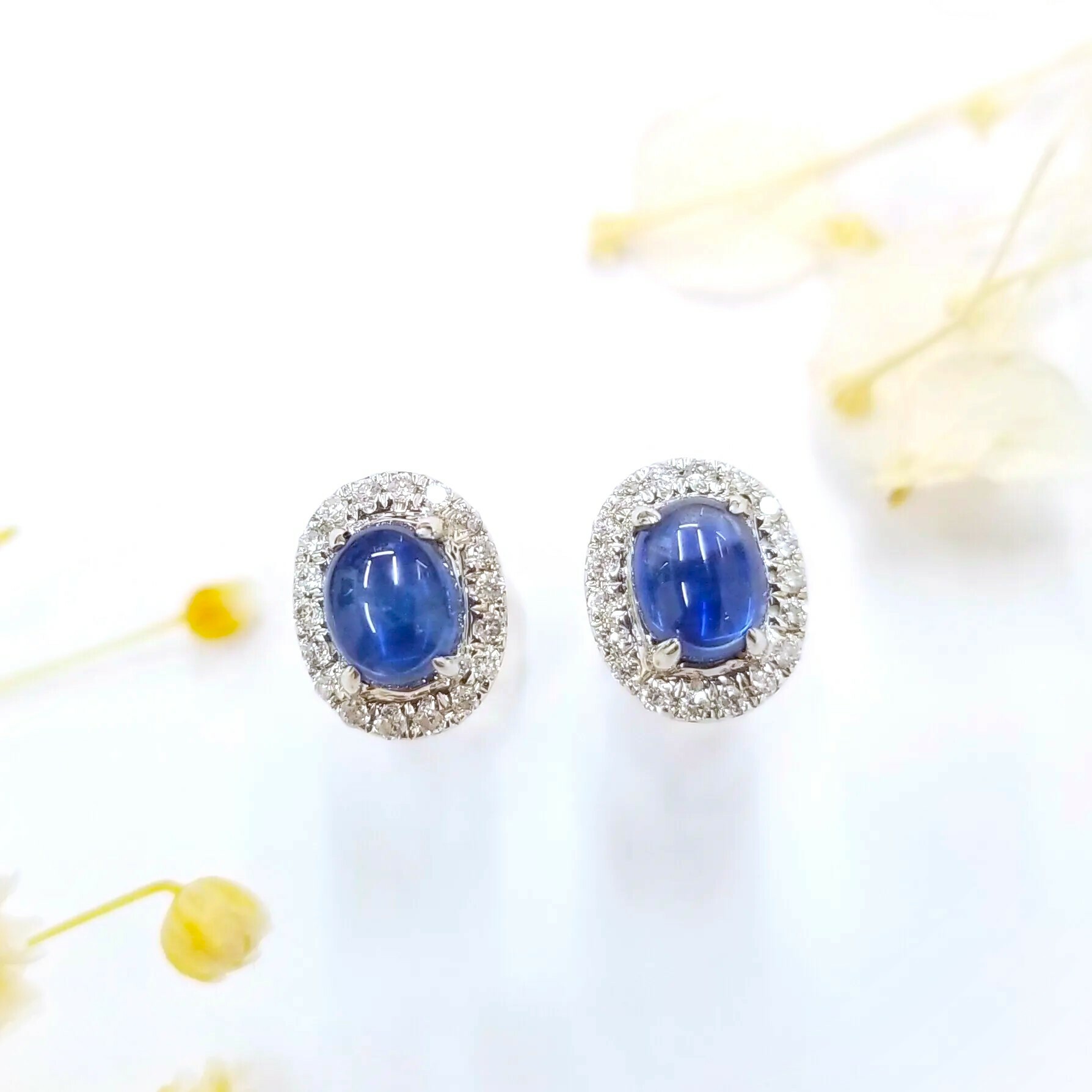 18K White Gold 1.05ct Sapphire and Diamond Earrings