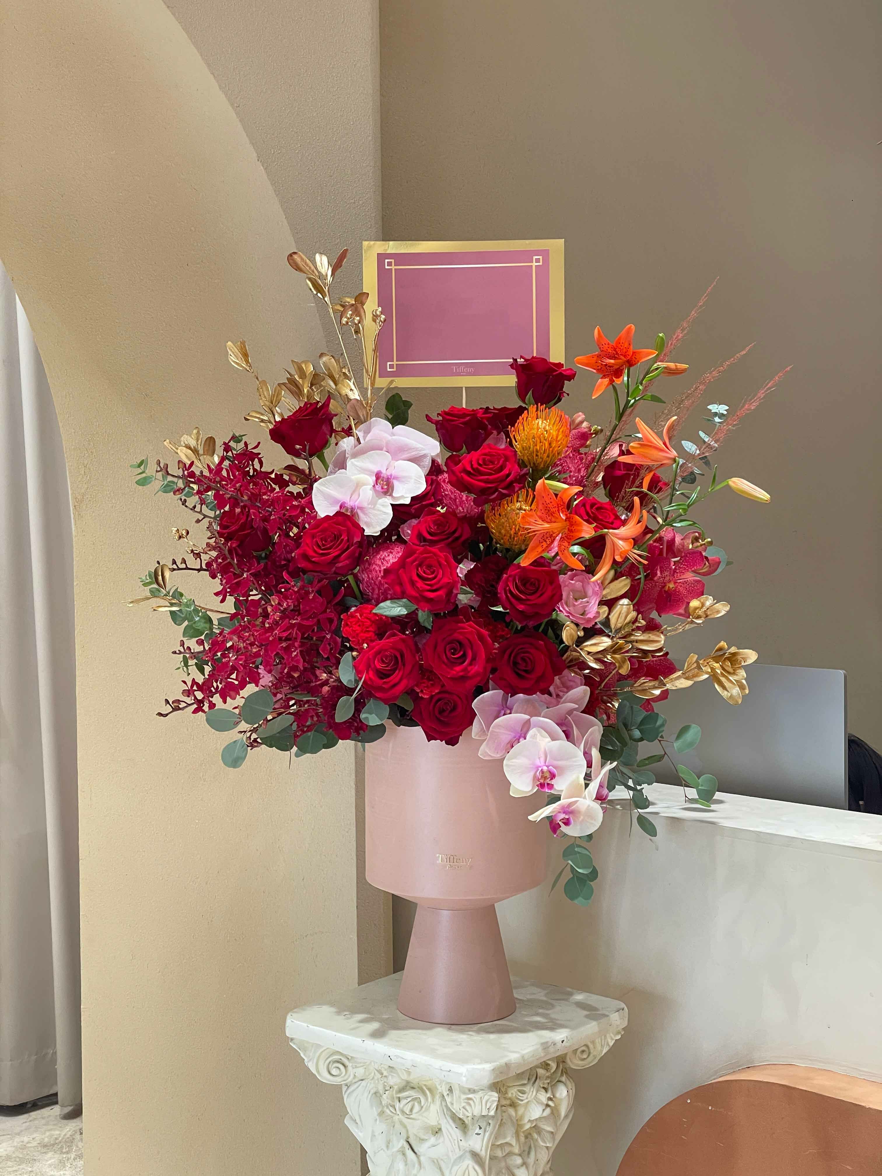飛花令紅 高級鮮花盆花 開幕花禮