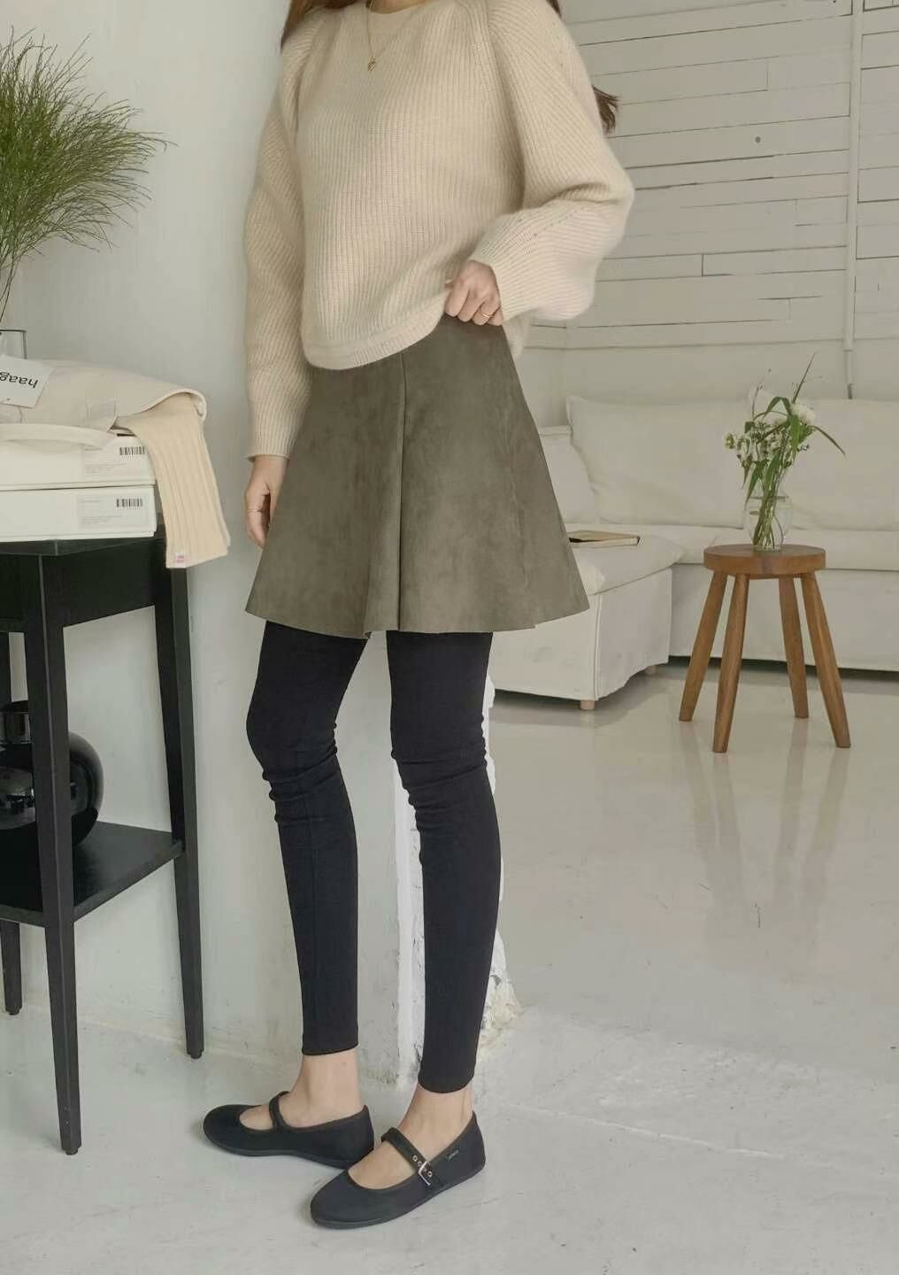 韓國麂皮傘形裙仔連Leggings-4色2碼 #Q1113