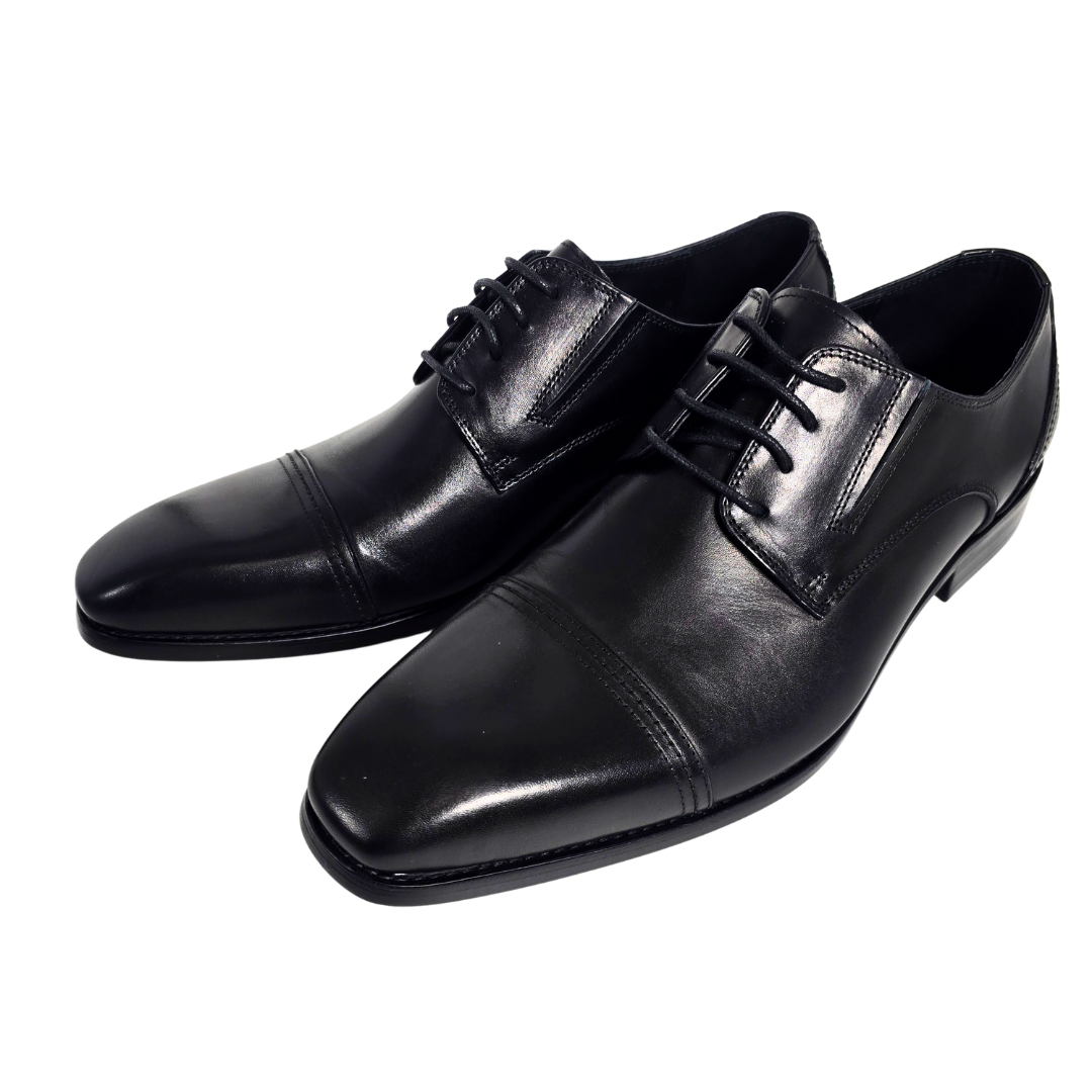 Revic 男裝皮鞋 | OF-27BK | 黑色橫式德比皮鞋