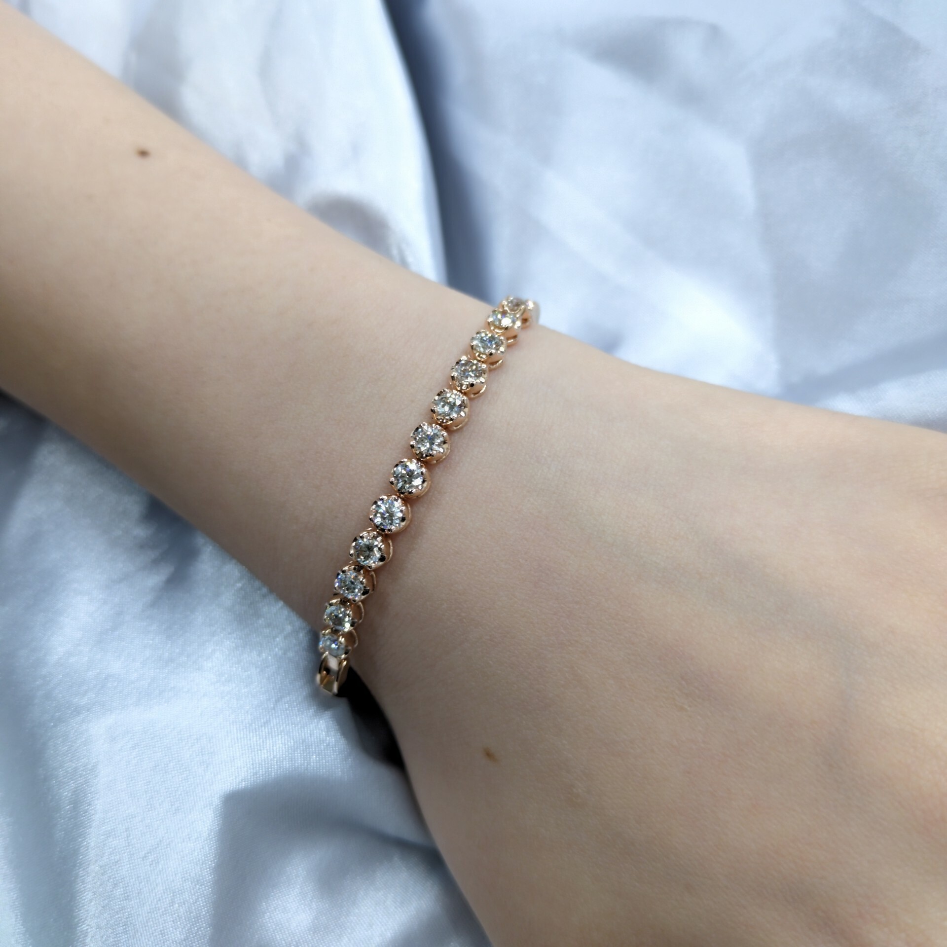 全新18K玫瑰金1卡74份鑽石軟鍊鈪