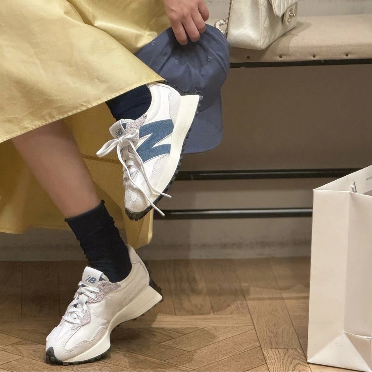 NEW BALANCE 休閒鞋  運動 經典 復古 327 鏡灰 鷺藍 單寧 拼接復古  WS327JB