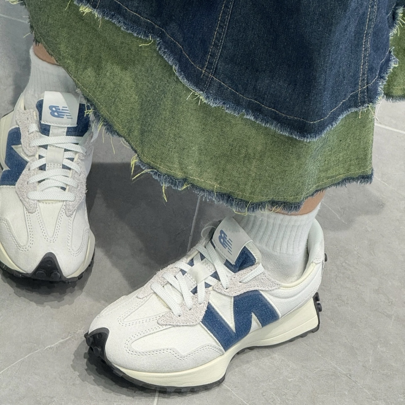 NEW BALANCE 休閒鞋  運動 經典 復古 327 鏡灰 鷺藍 單寧 拼接復古  WS327JB