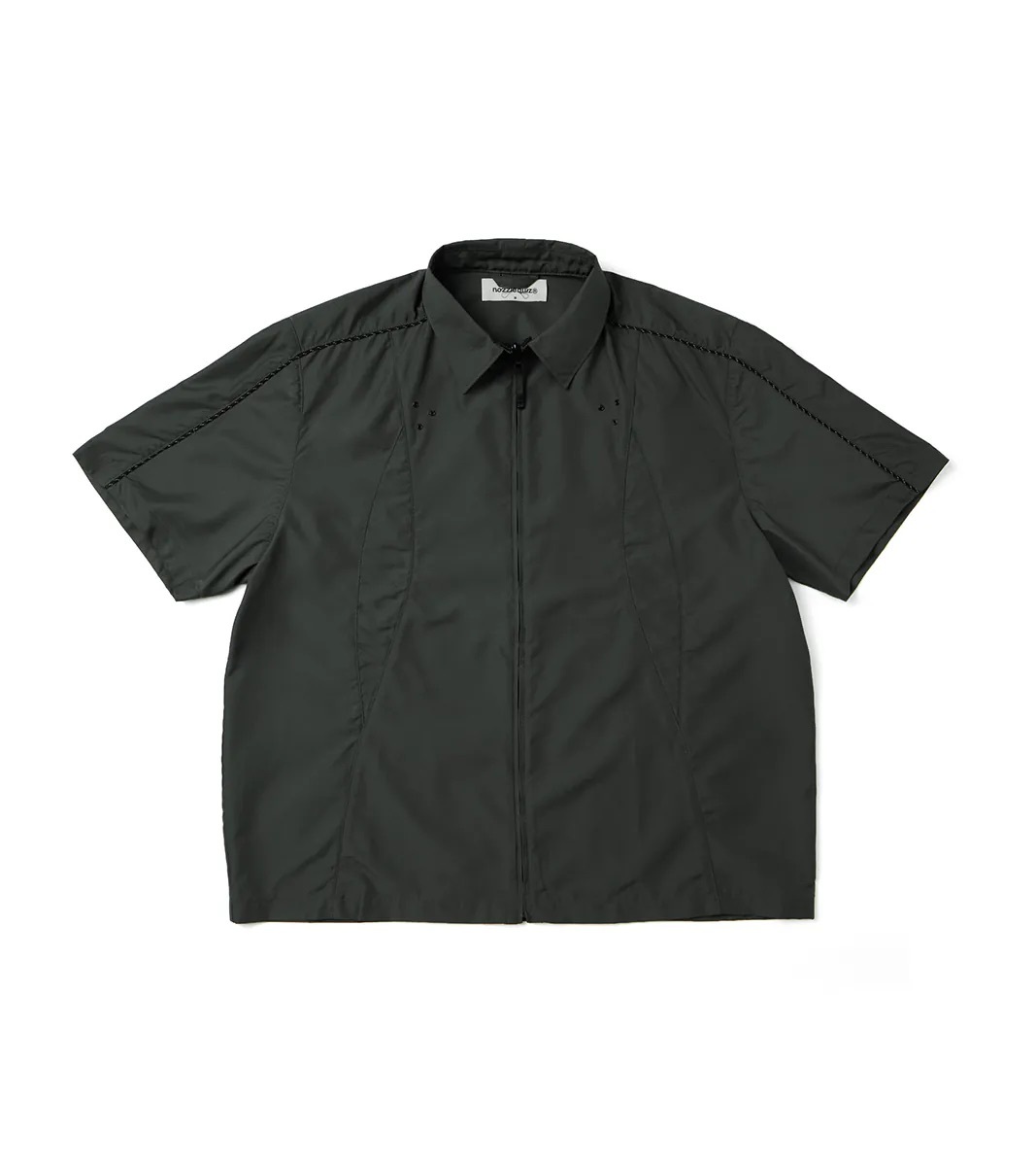 NOZZLE QUIZ Reverse zip shirt 灰綠