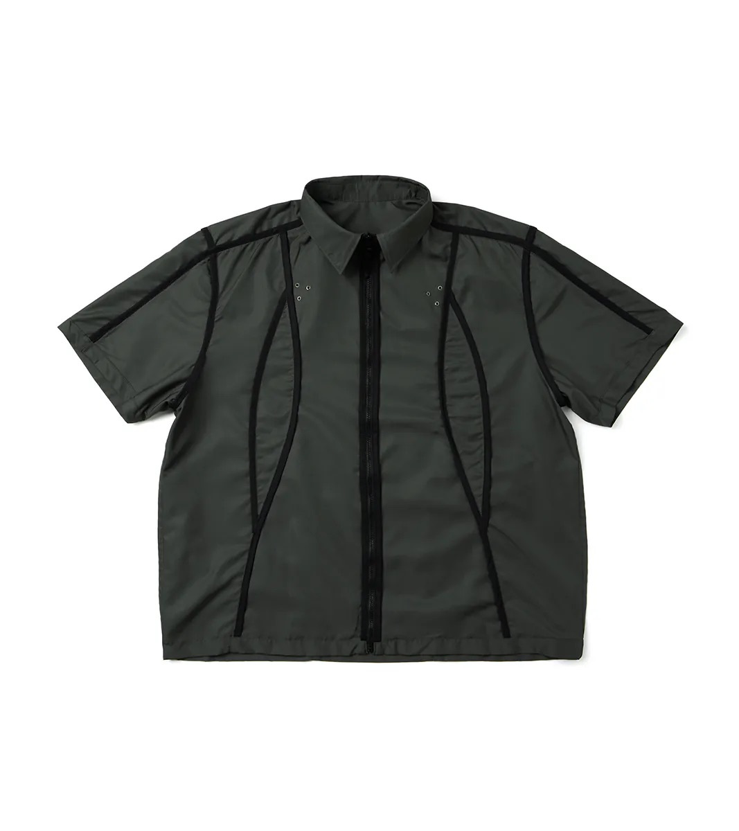 NOZZLE QUIZ Reverse zip shirt 灰綠