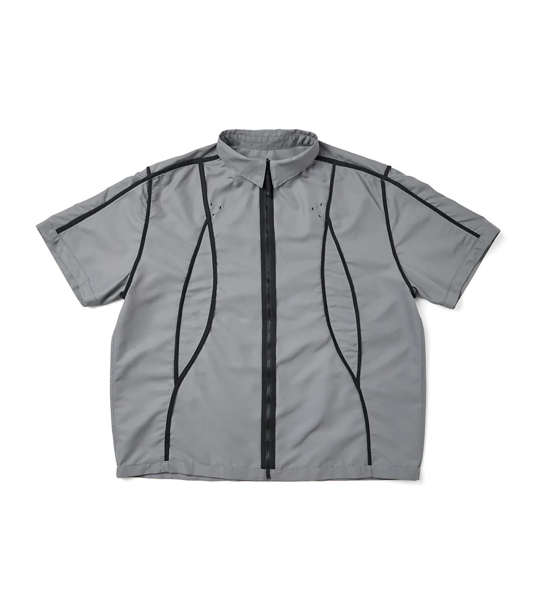 NOZZLE QUIZ Reverse zip shirt 淺灰
