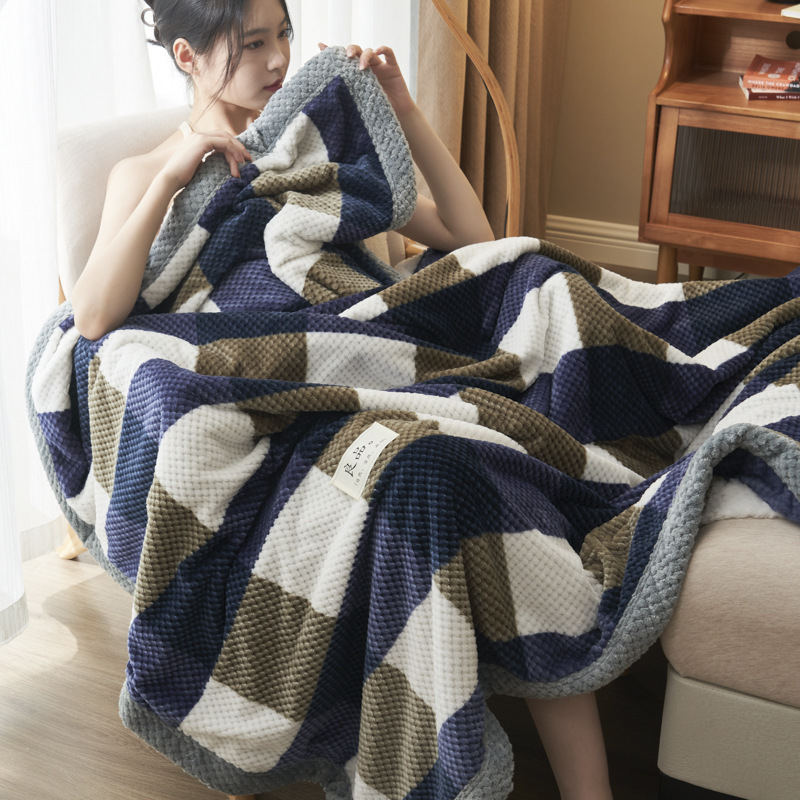 《5128》簡約時尚豆豆珊瑚絨加厚毛毯