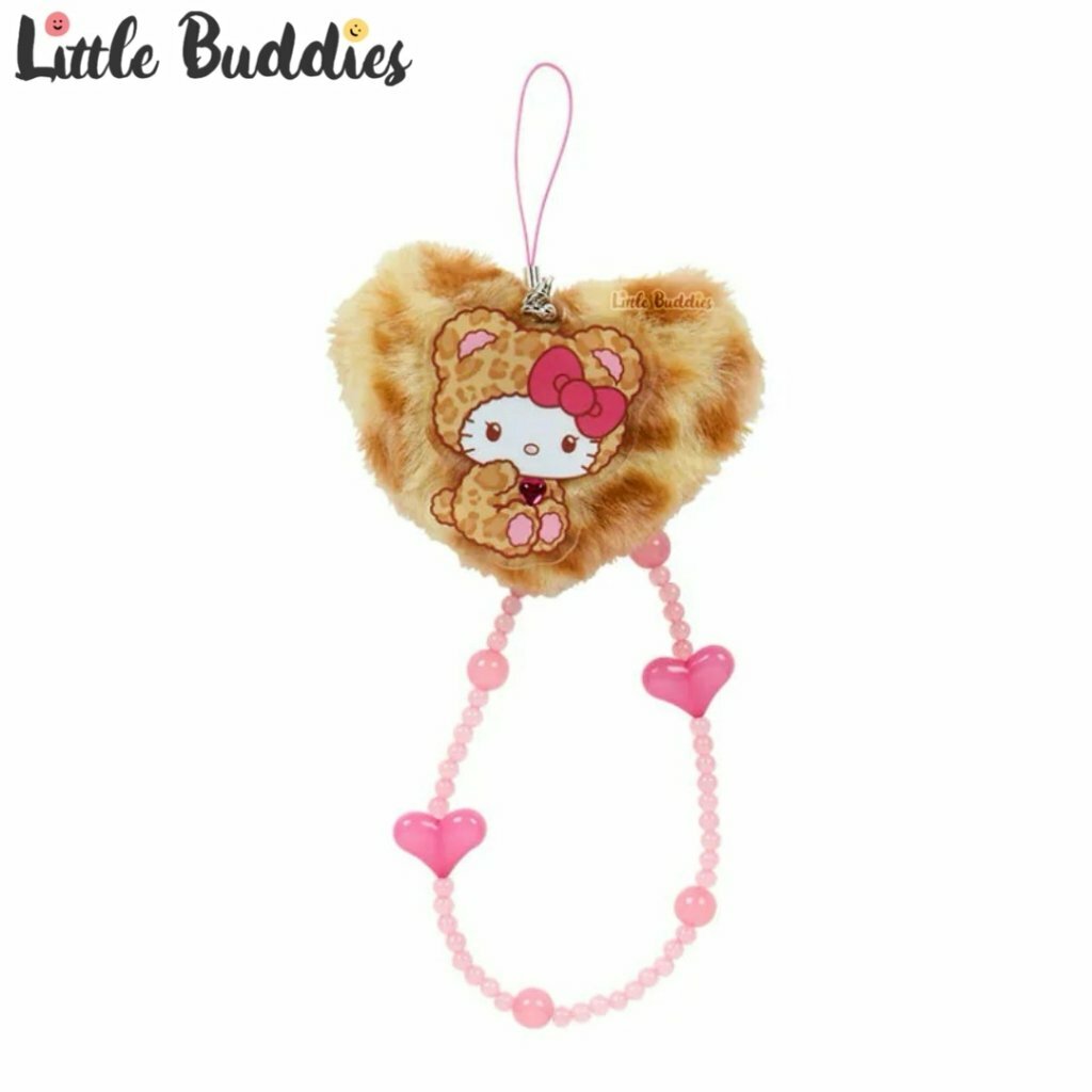 日本 Sanrio 豹紋小熊系列 - 毛毛心形吊飾