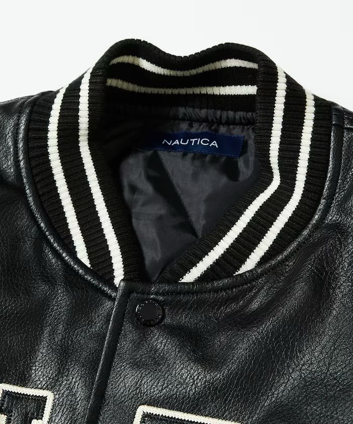 ジャケット・アウター NAUTICA Arch Logo Leather Award Jacket セール】NAUTICA/ノーティカ Arch Logo Leather Award Jacket