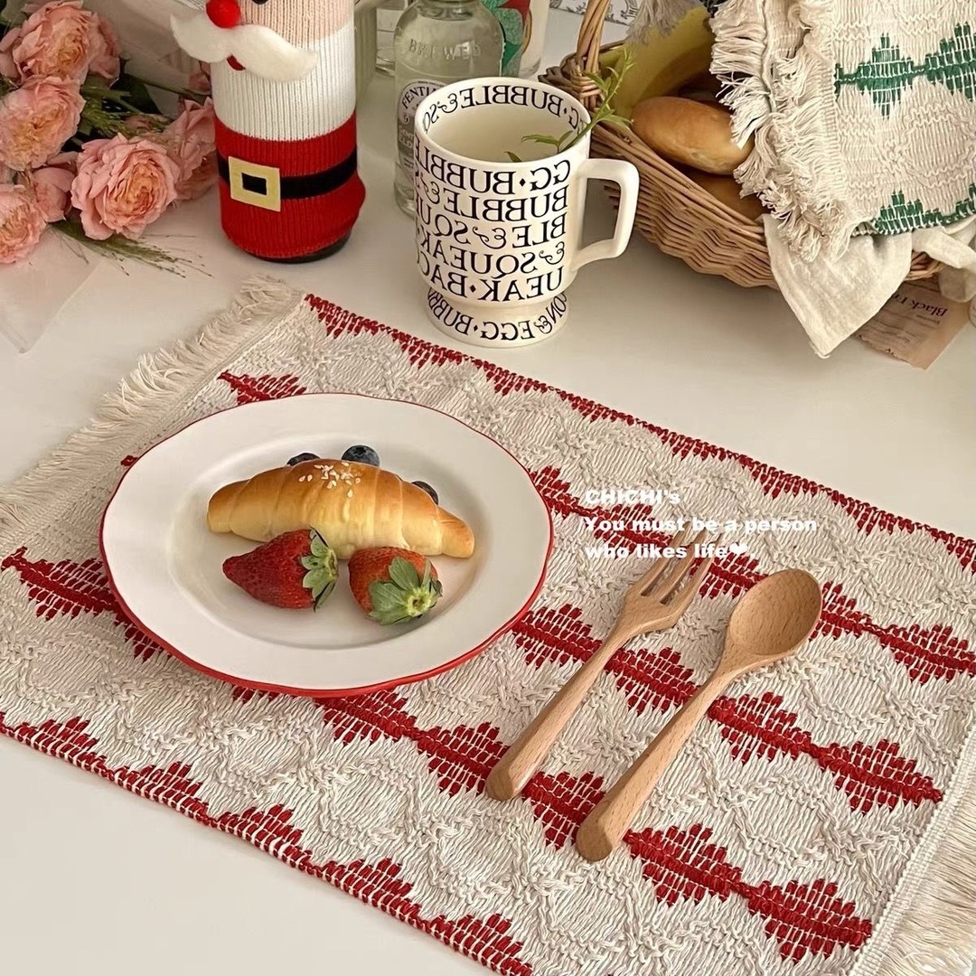 《5136》鄉村風簡約棉麻編織裝飾擺拍桌巾