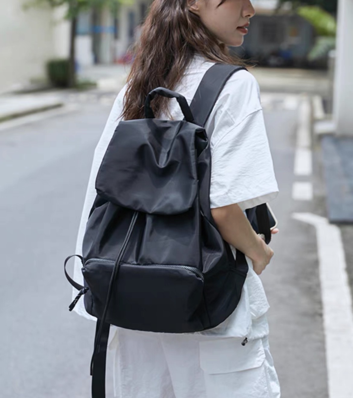Drawstring Backpack 超輕抽繩多功能黑色後背包