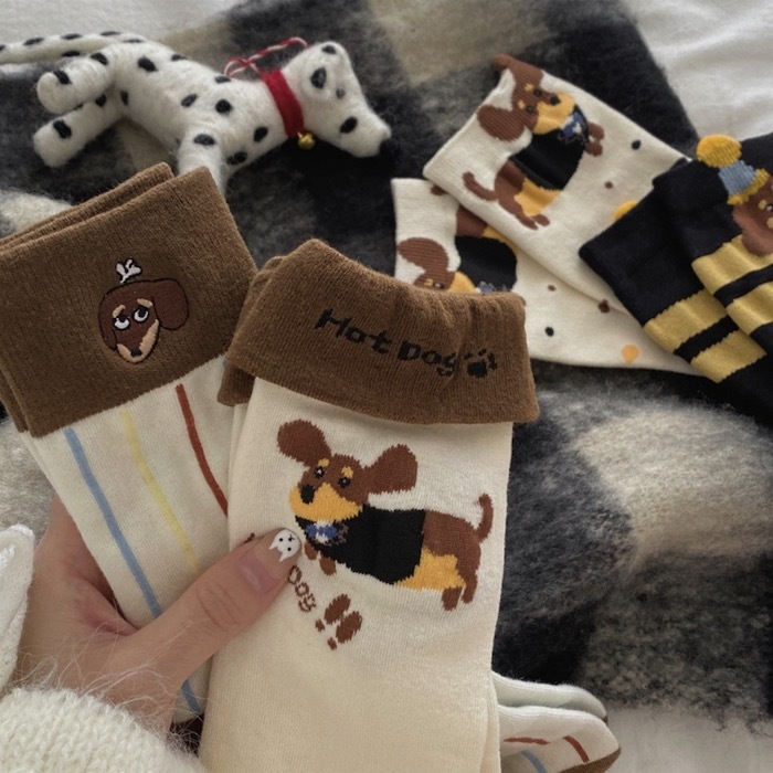 《11033》可愛臘腸狗狗系列短襪