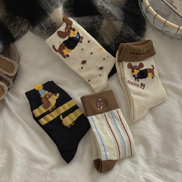《11033》可愛臘腸狗狗系列短襪