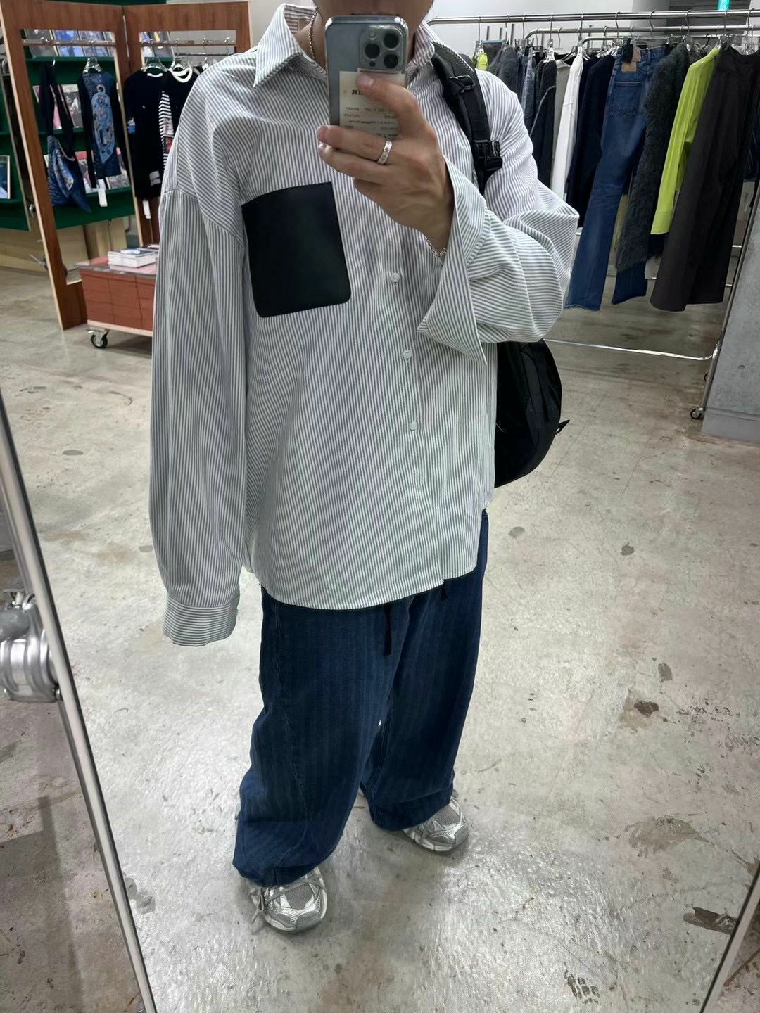 拼袋直紋長袖恤衫 GARMENTS-006S