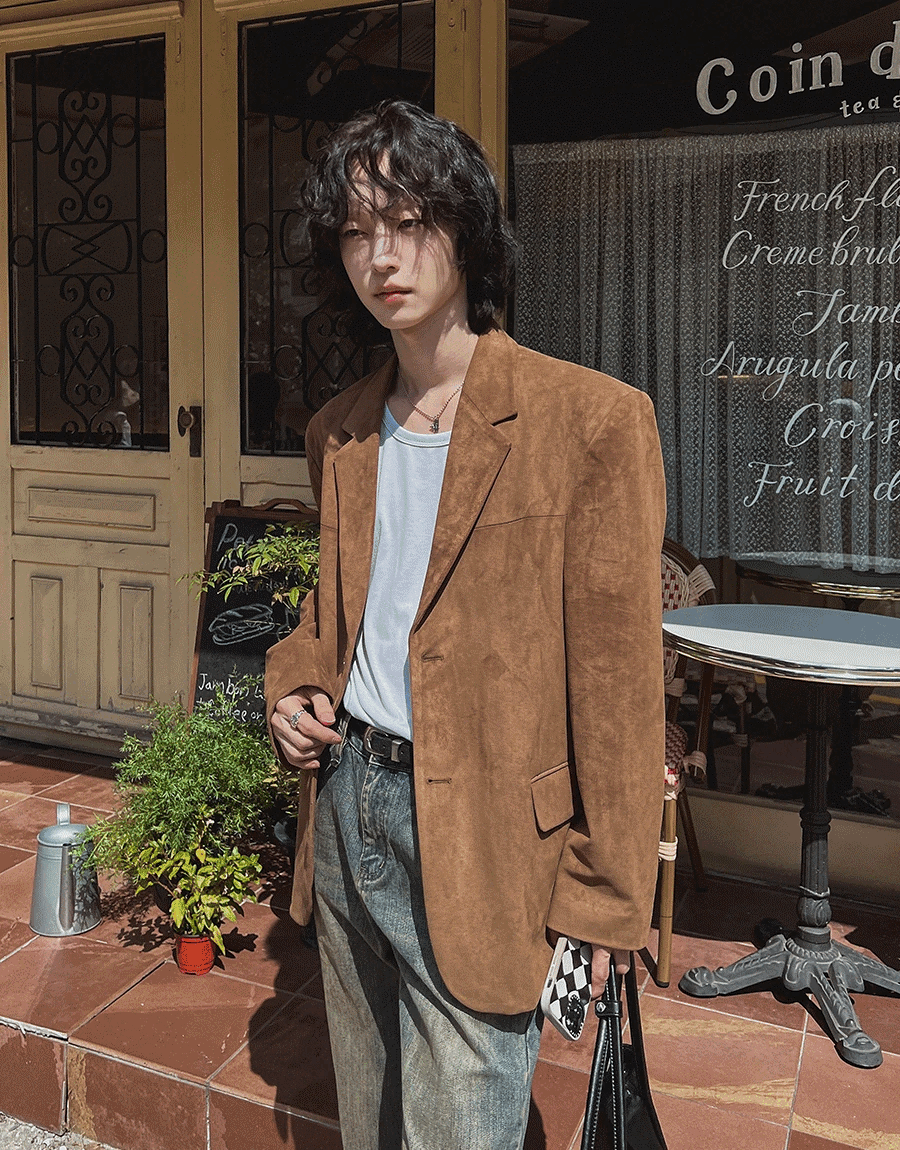 絨面革西裝外套