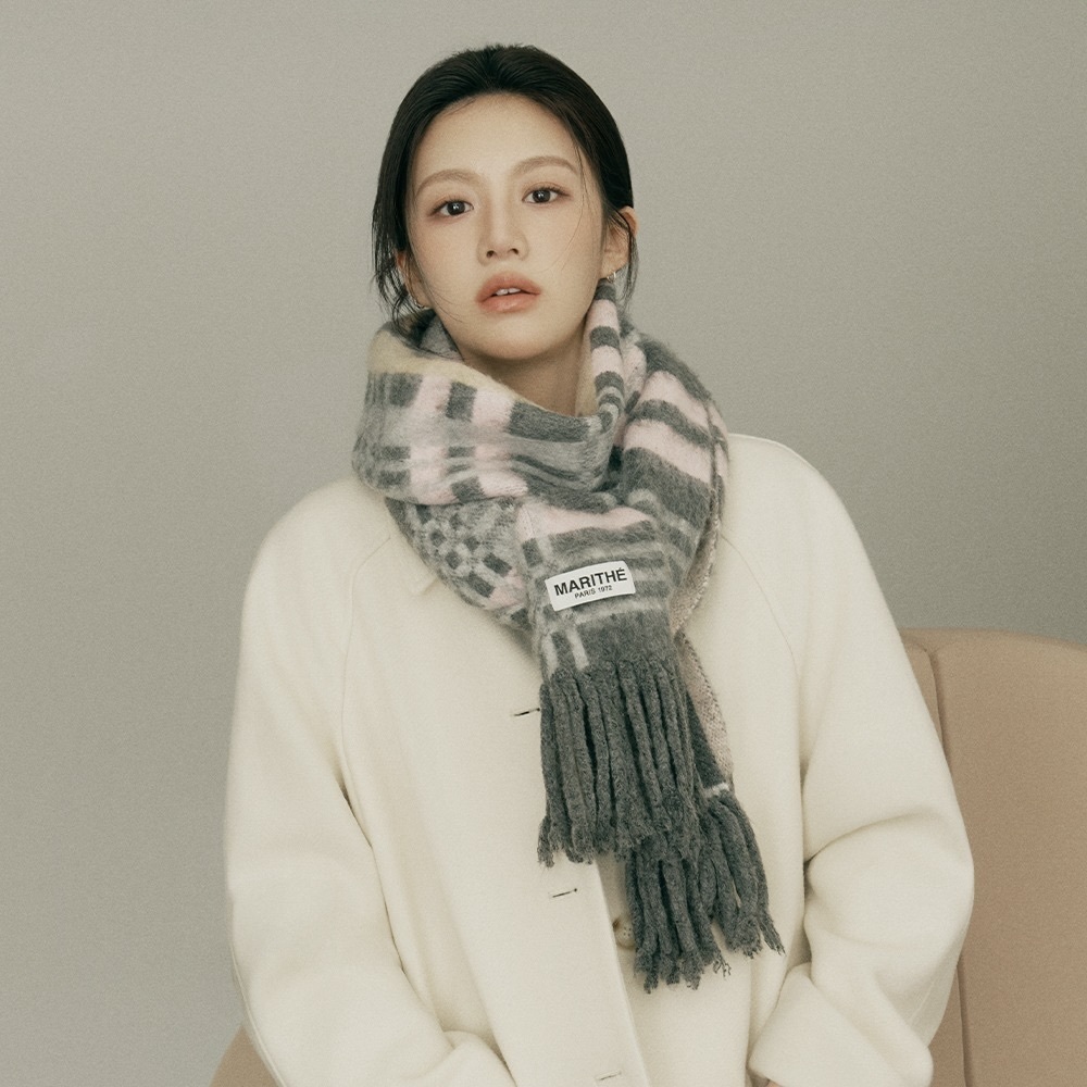 ★MARITHE★REGULAR LOGO CHECK CHUNKY MUFFLER Marithe Francois Girbaud Regular Logo Check Chunky Muff