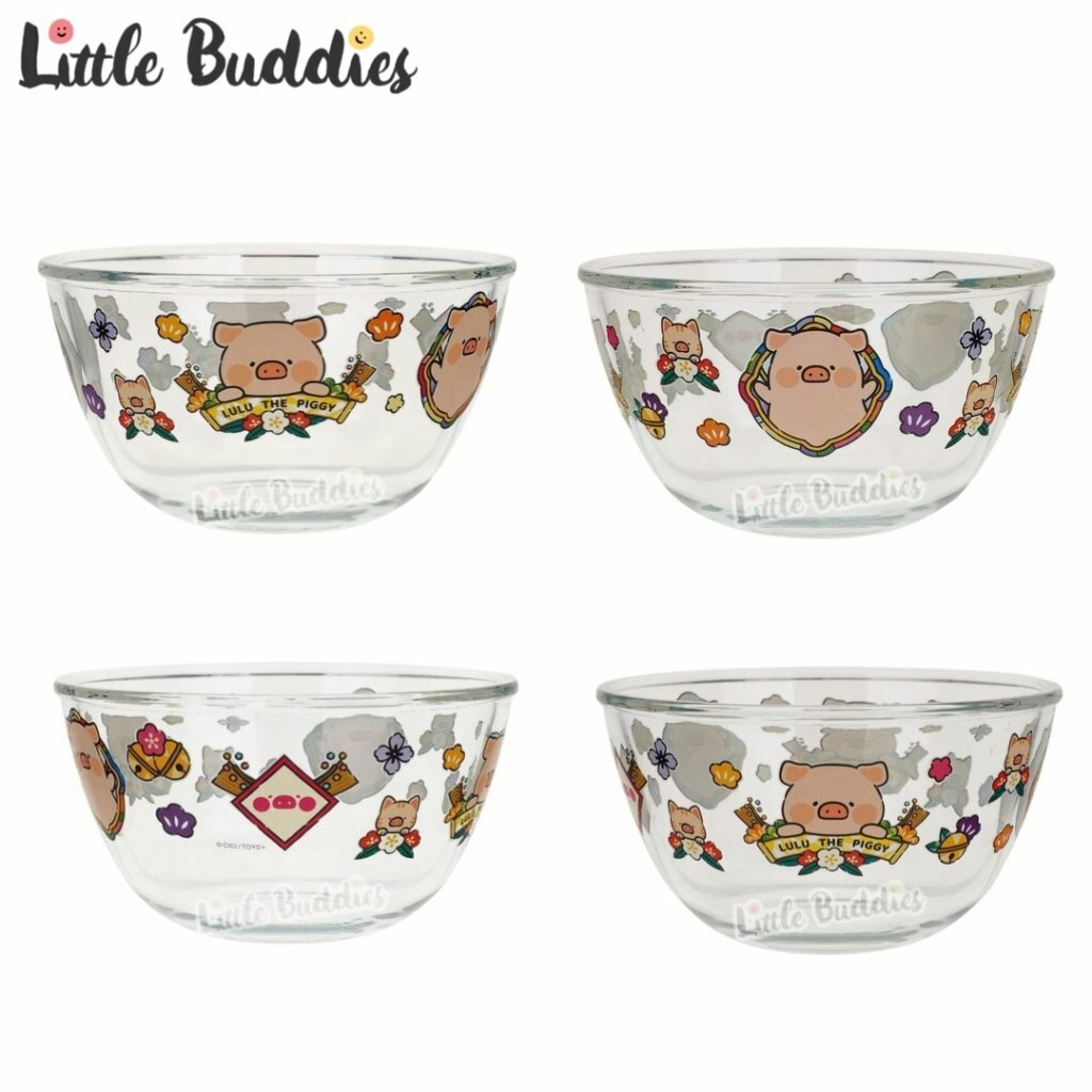 SALE Lulu The Piggy 玻璃碗 (480ml) - 彩繪風草莓花花系列