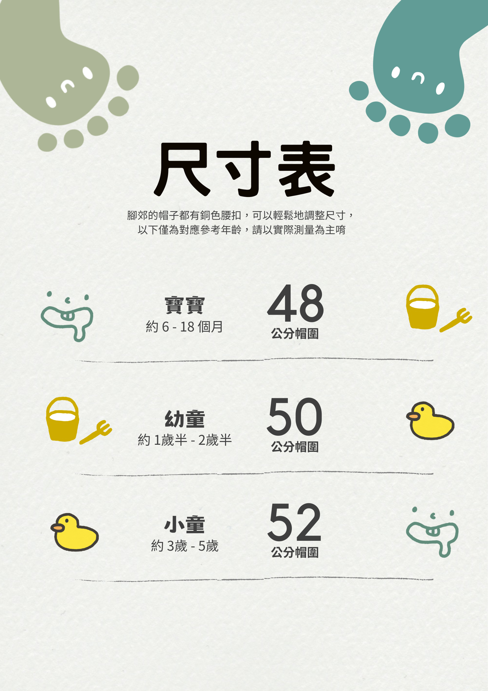 JiaoJiao 腳郊 - MIT親子老帽-尺寸說明