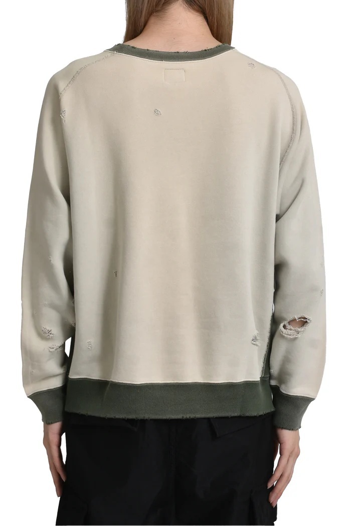 NEEDLES 2-TONE CREW NECK SWEATSHIRT COTTON FRENCH TERRY CRASH - BEIGE PRE ORDER ITEM (預訂中)
